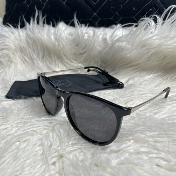 Polarized Black + Silver Sunglasses main image 11